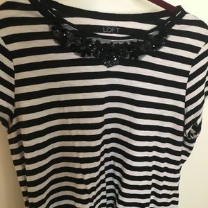 LOFT Striped Tee with Statement Neckline